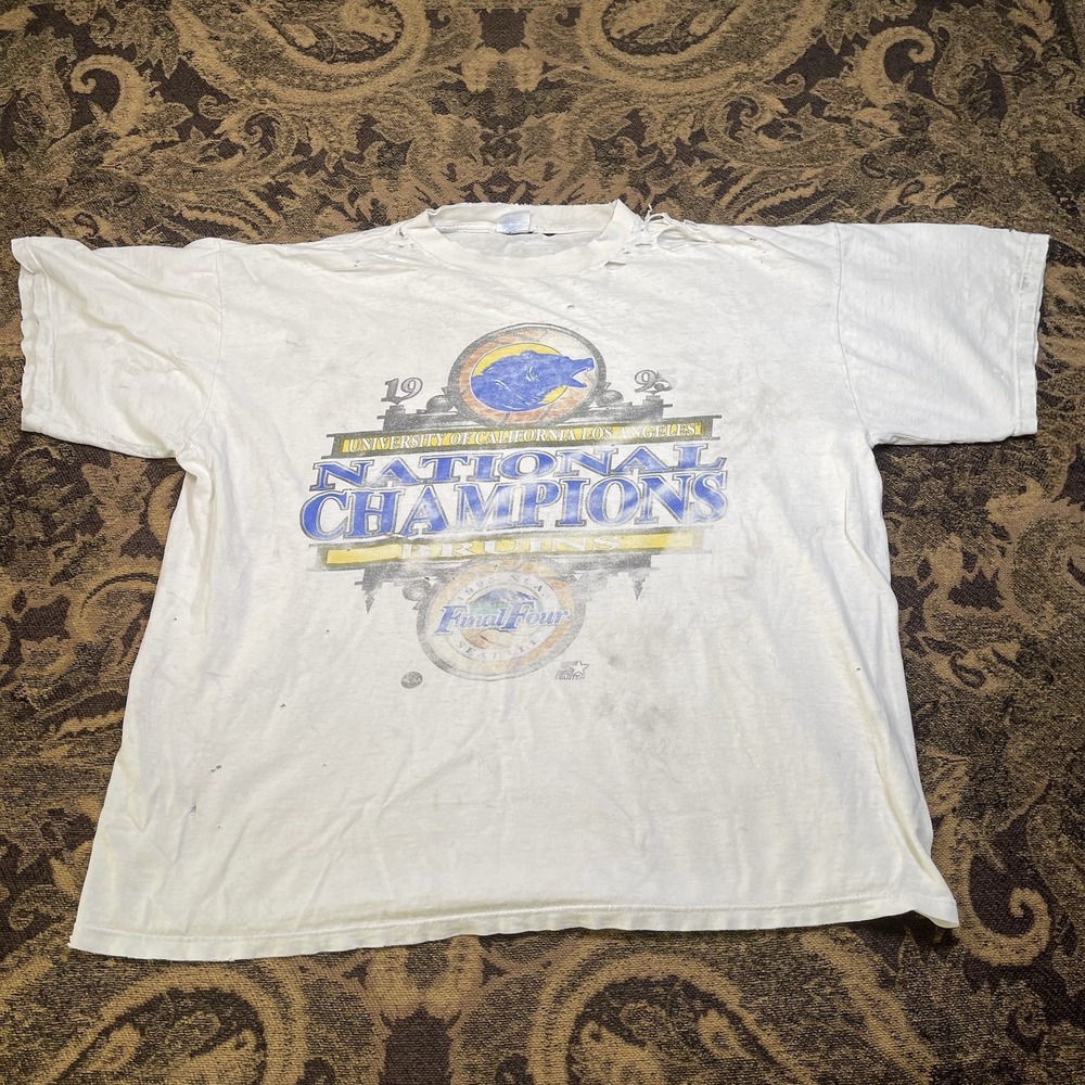 Vtg Starter 1995 UCLA Bruins National Champions white t-shirt Mens Size XL